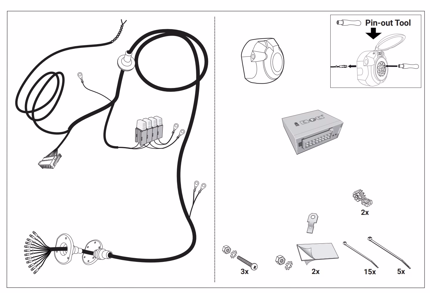 Vauxhall Movano C MK3 2021 to Jun 2024 13 Pin Conwys DEDICATED Tow Bar Wiring Kit