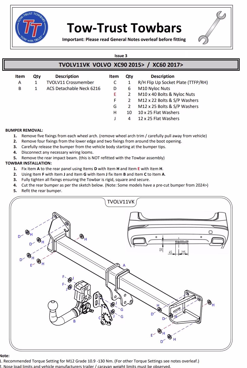 Volvo XC60 Towbars – Tow Trust Vertical Detachable Tow Bar 2017 to 2021 - Image 3